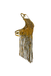 The Midnight Fringe Top In Yellow Croc