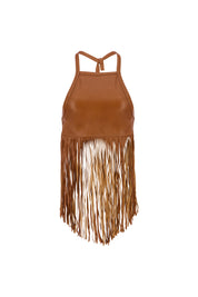 The Midnight Fringe Top In Orange/Beige