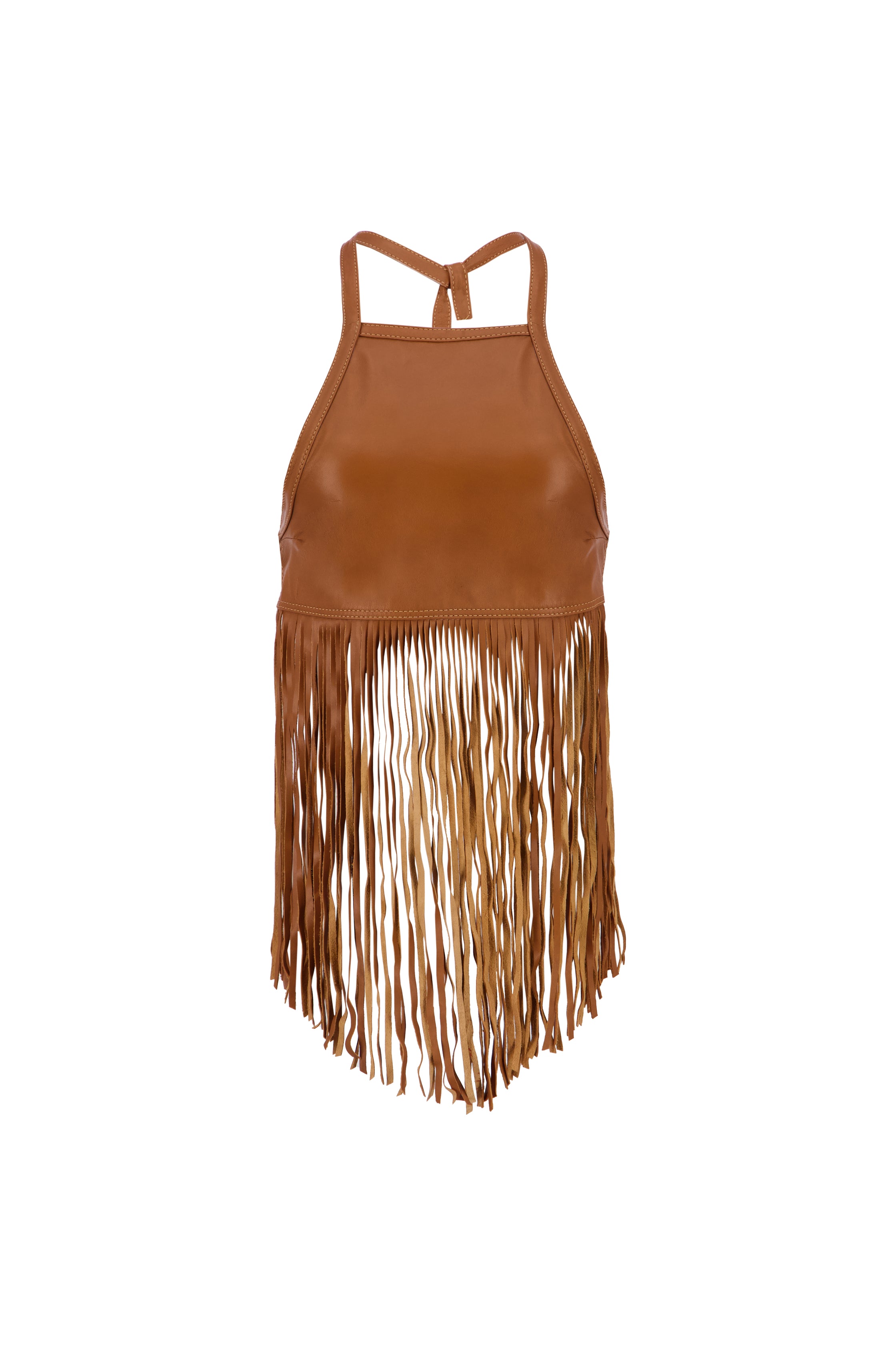 The Midnight Fringe Top In Orange/Beige