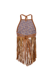 The Midnight Fringe Top In Orange/Beige
