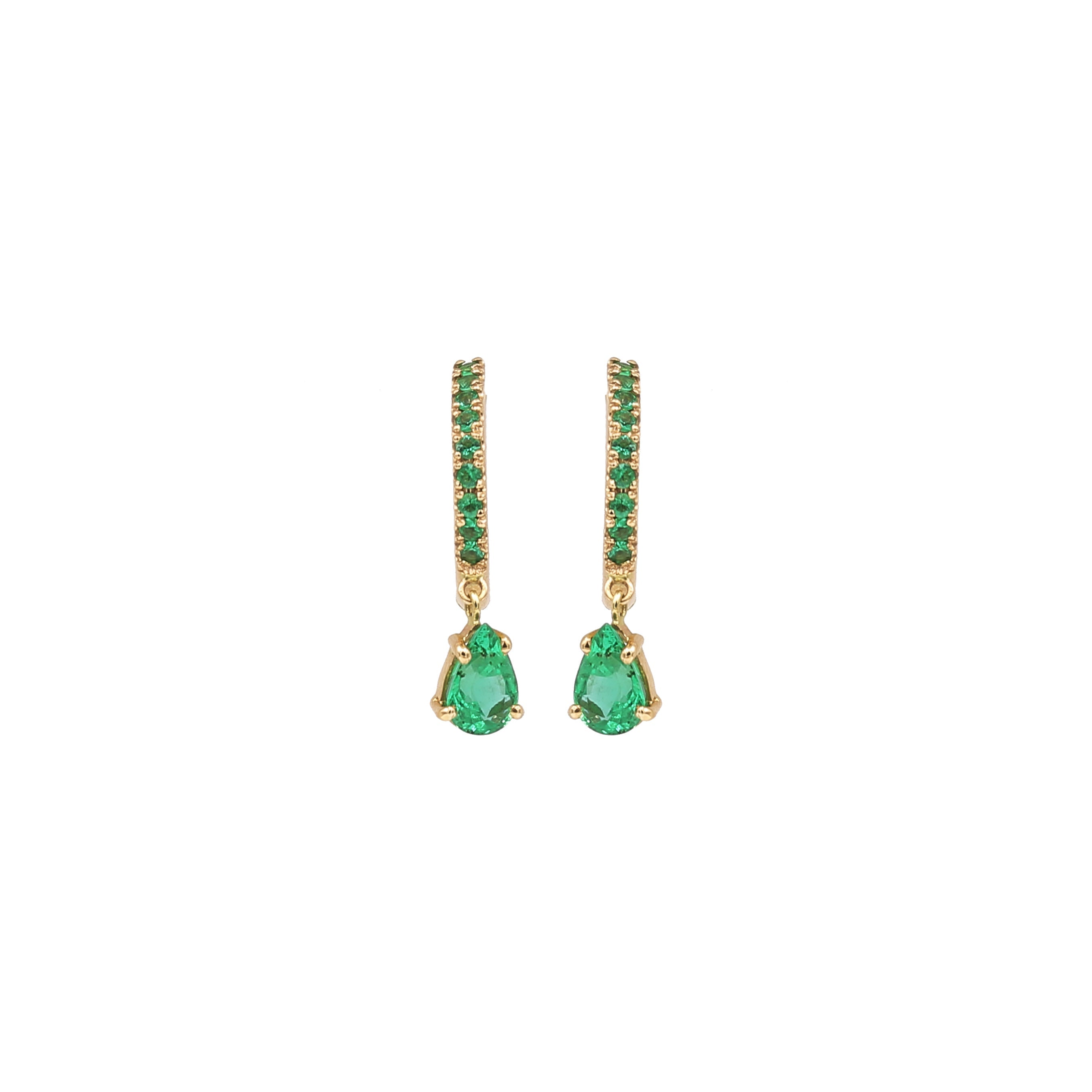 Pear Emerald on Emerald Hoop