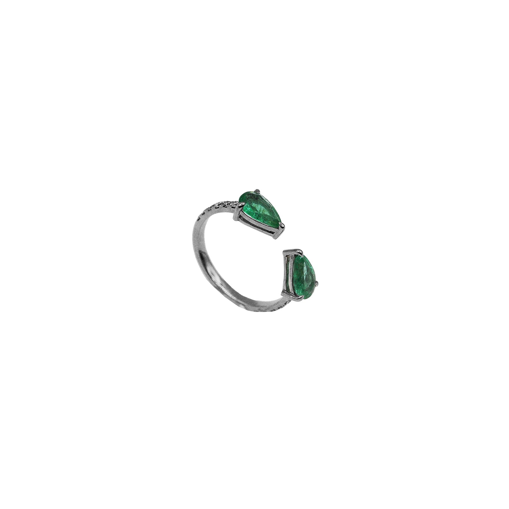 Pear on Pear Emerald Ring