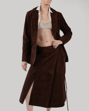 Polaris II Leather Blazer Brown Suede