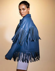 Pyrus Leather Jacket Navy Blue