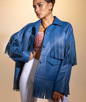 Pyrus Leather Jacket Navy Blue