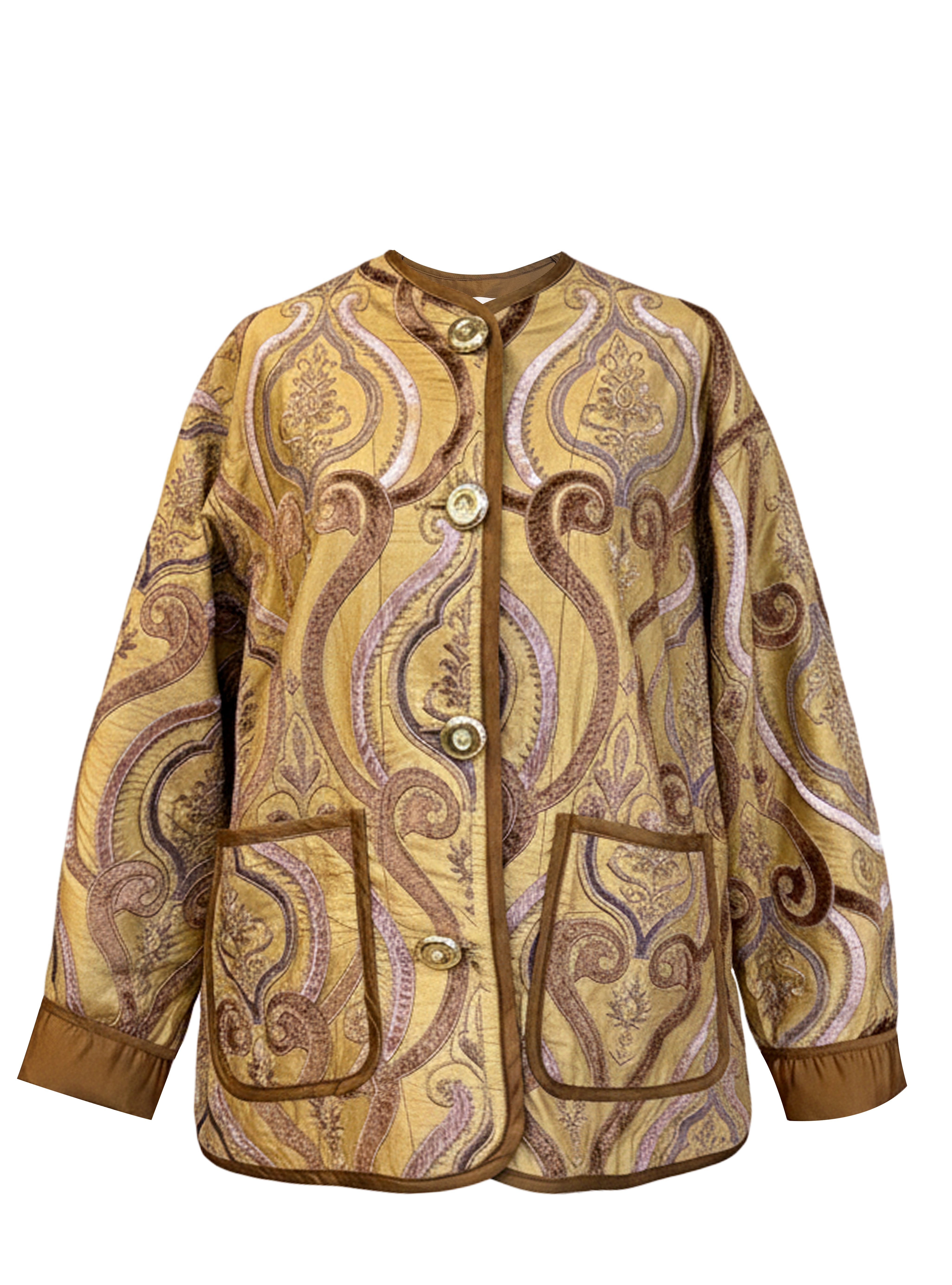 Roman Jacket Taffeta Lime Arabesque