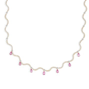 The Wave Choker with Dangling Pink Sapphires