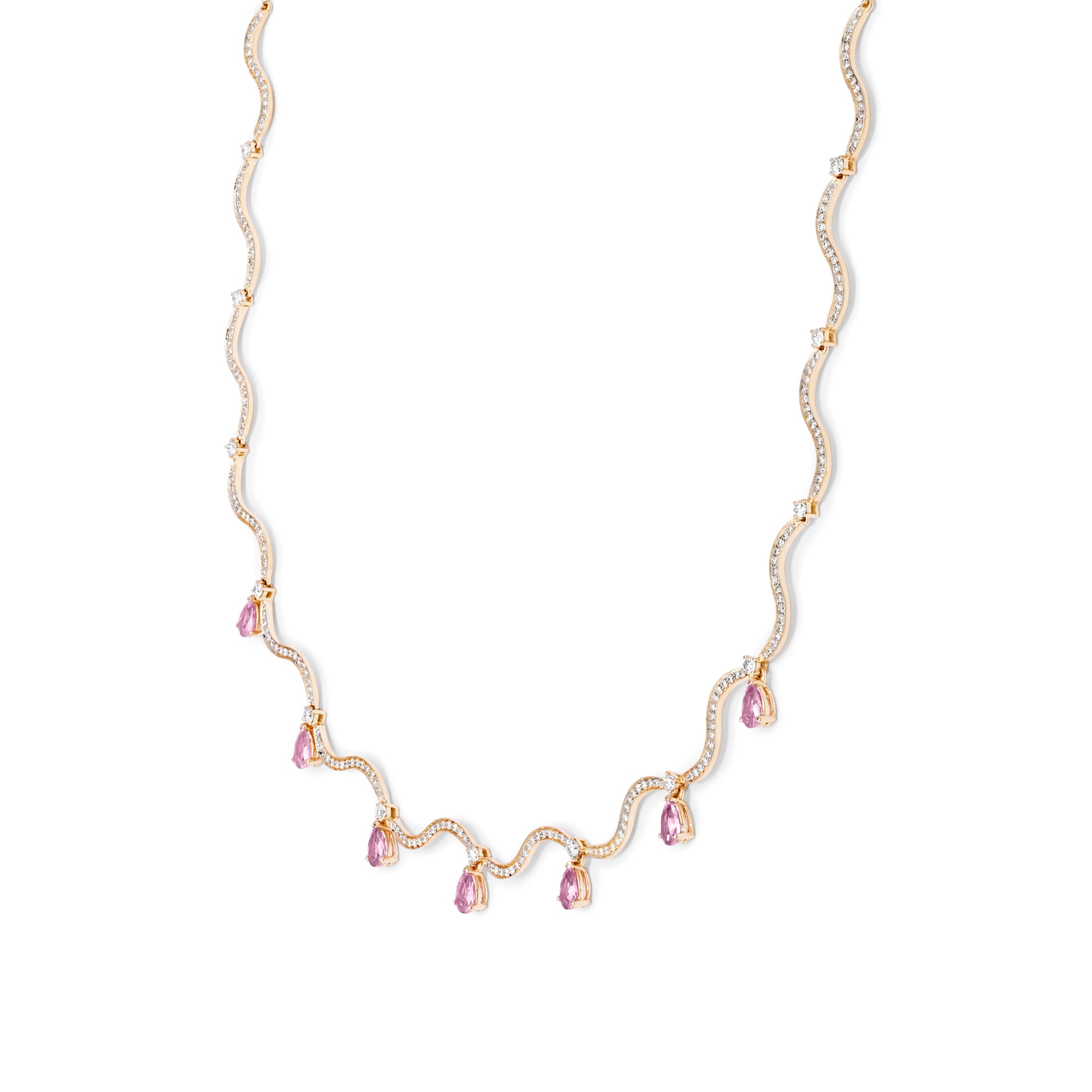 The Wave Choker with Dangling Pink Sapphires