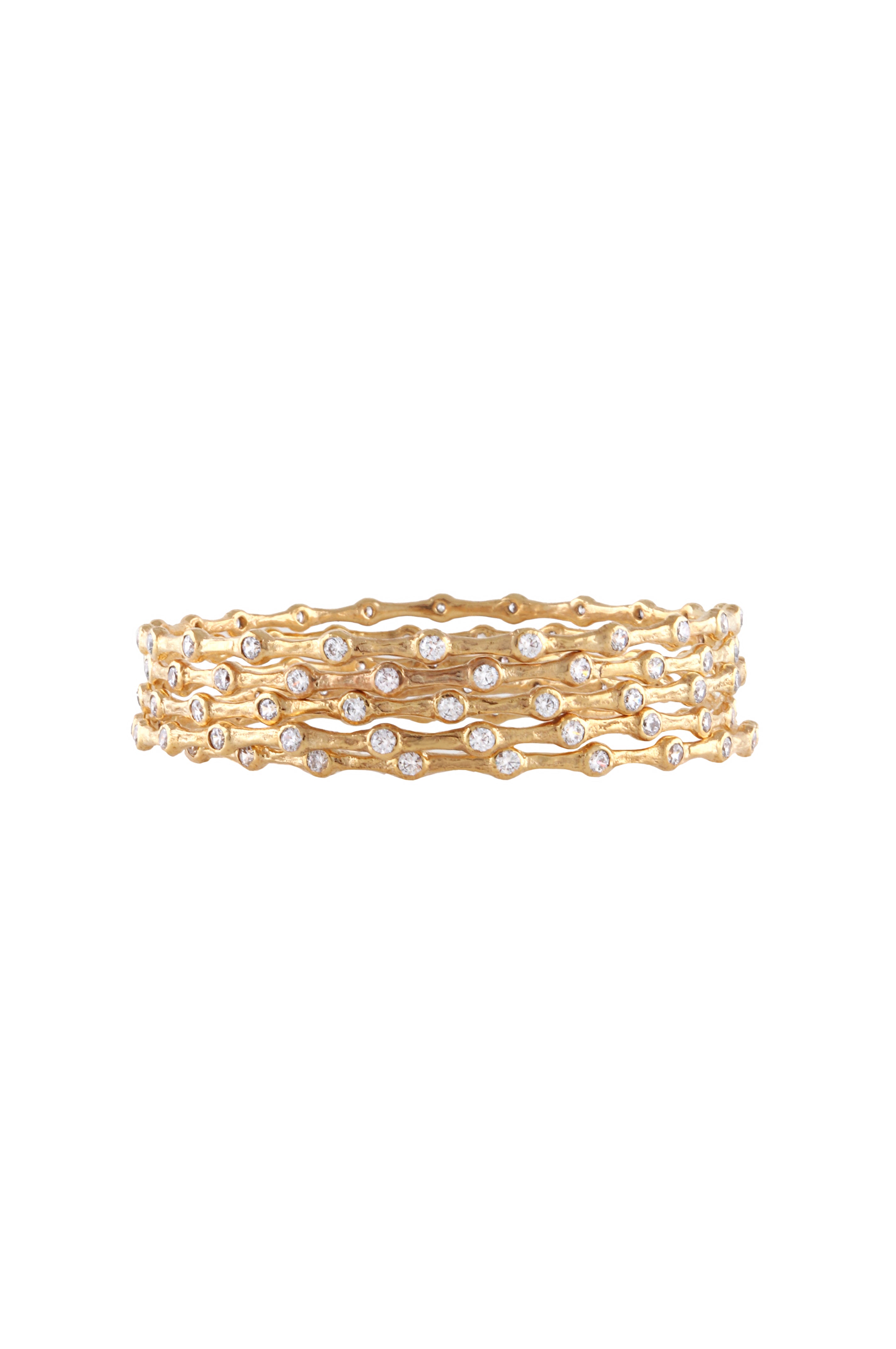 Set Of Five Wave Bangles With Handset Stones