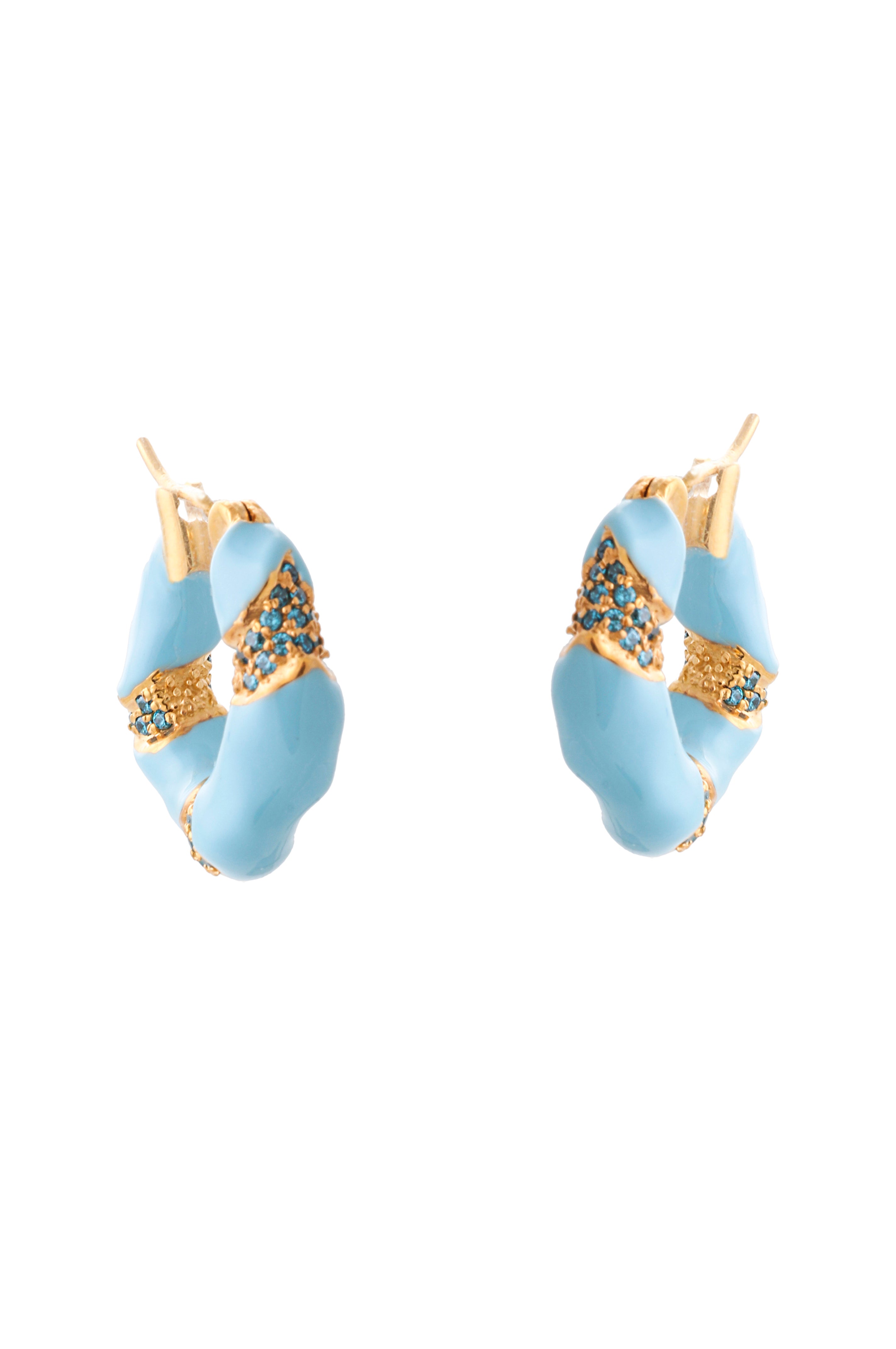 Wave Hoop Earrings With Enamel And Stones