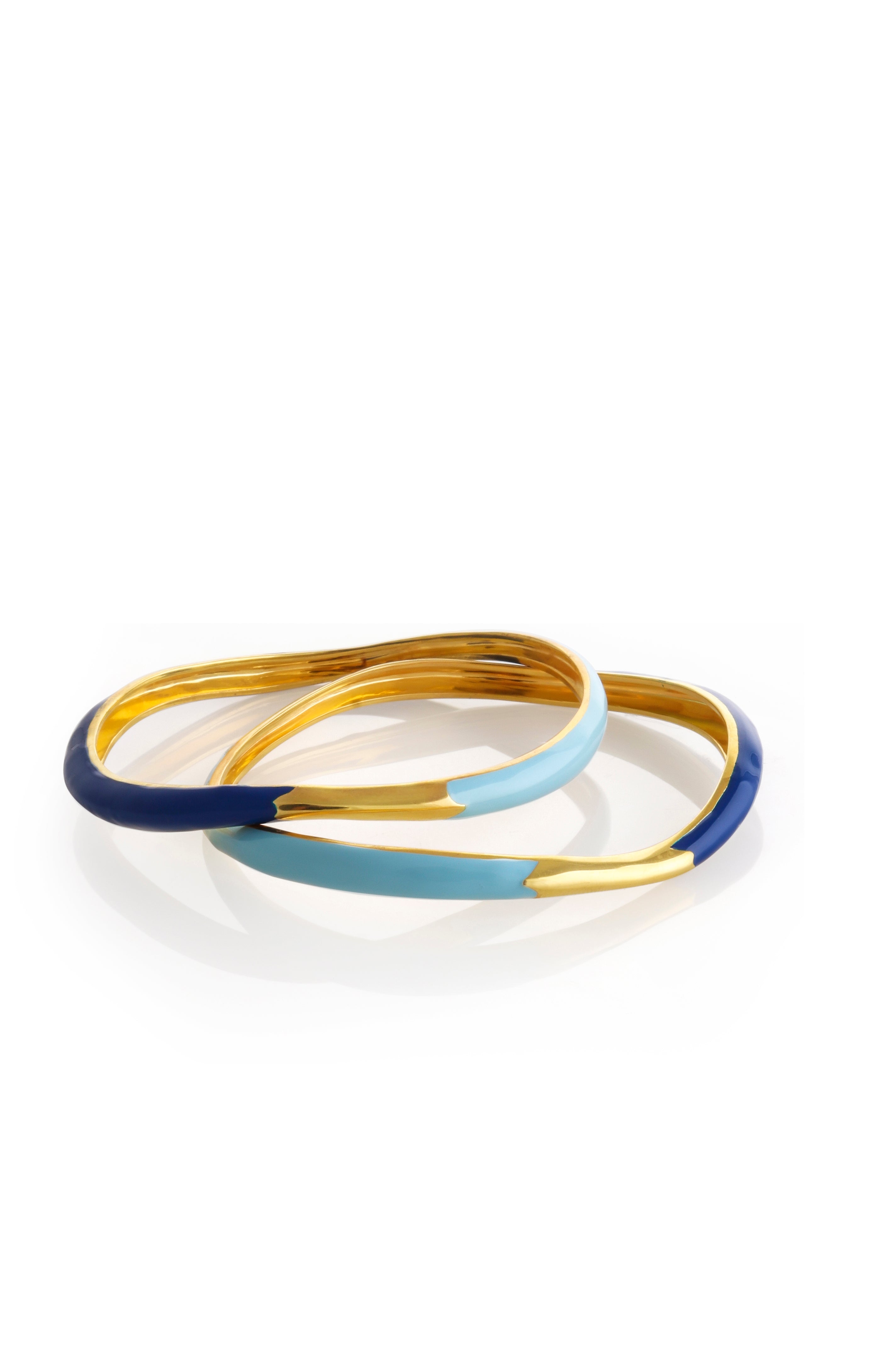 Set Of Two Wave Bangles With Enamel