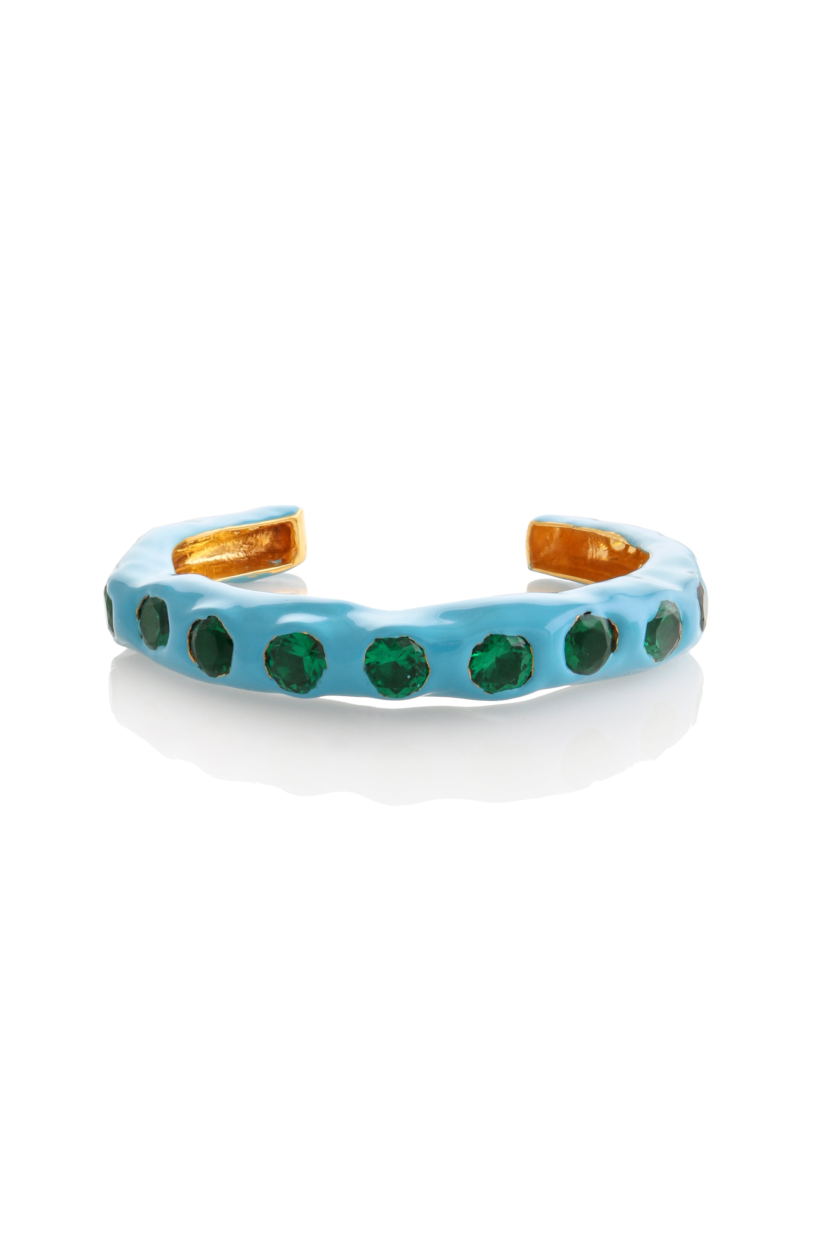 Statement Wave Cuff With Handset Stones And Enamel
