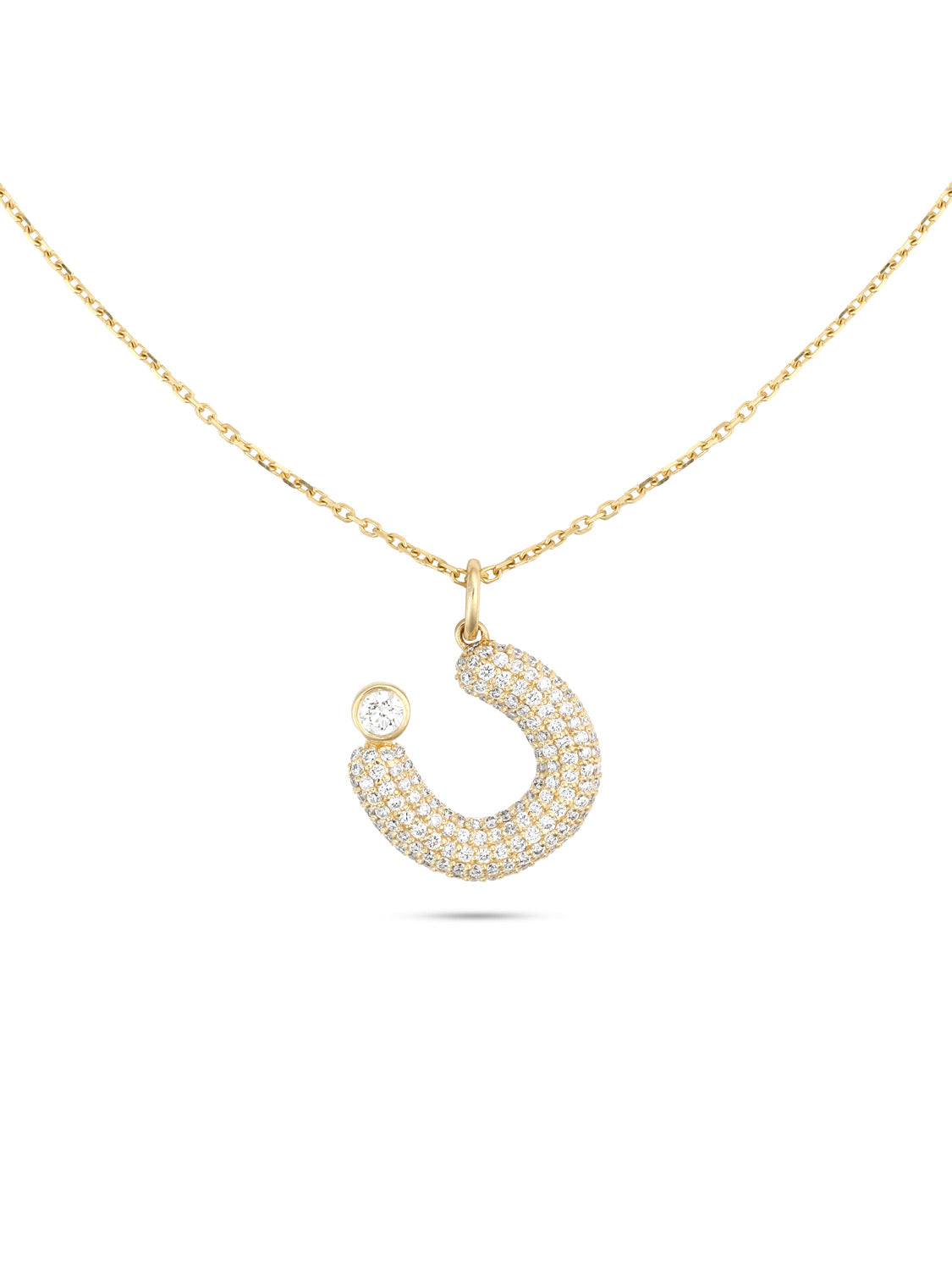 Ahrof Diamond Pavé Bubble Letter Necklace