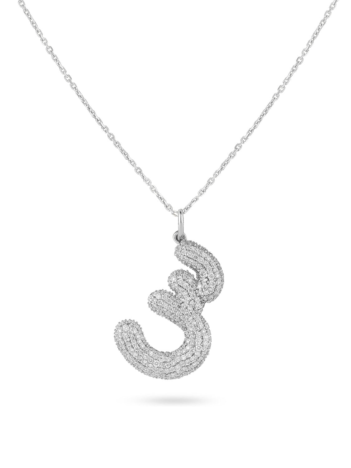 Ahrof Diamond Pavé Bubble Letter Necklace