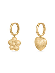 Arc Beads Mismatched Heart & Flower earrings