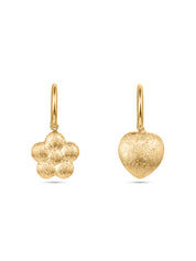 Arc Beads Mismatched Heart & Flower earrings