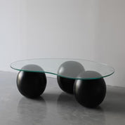 3 Balls Coffee Table - Glass Top in Black