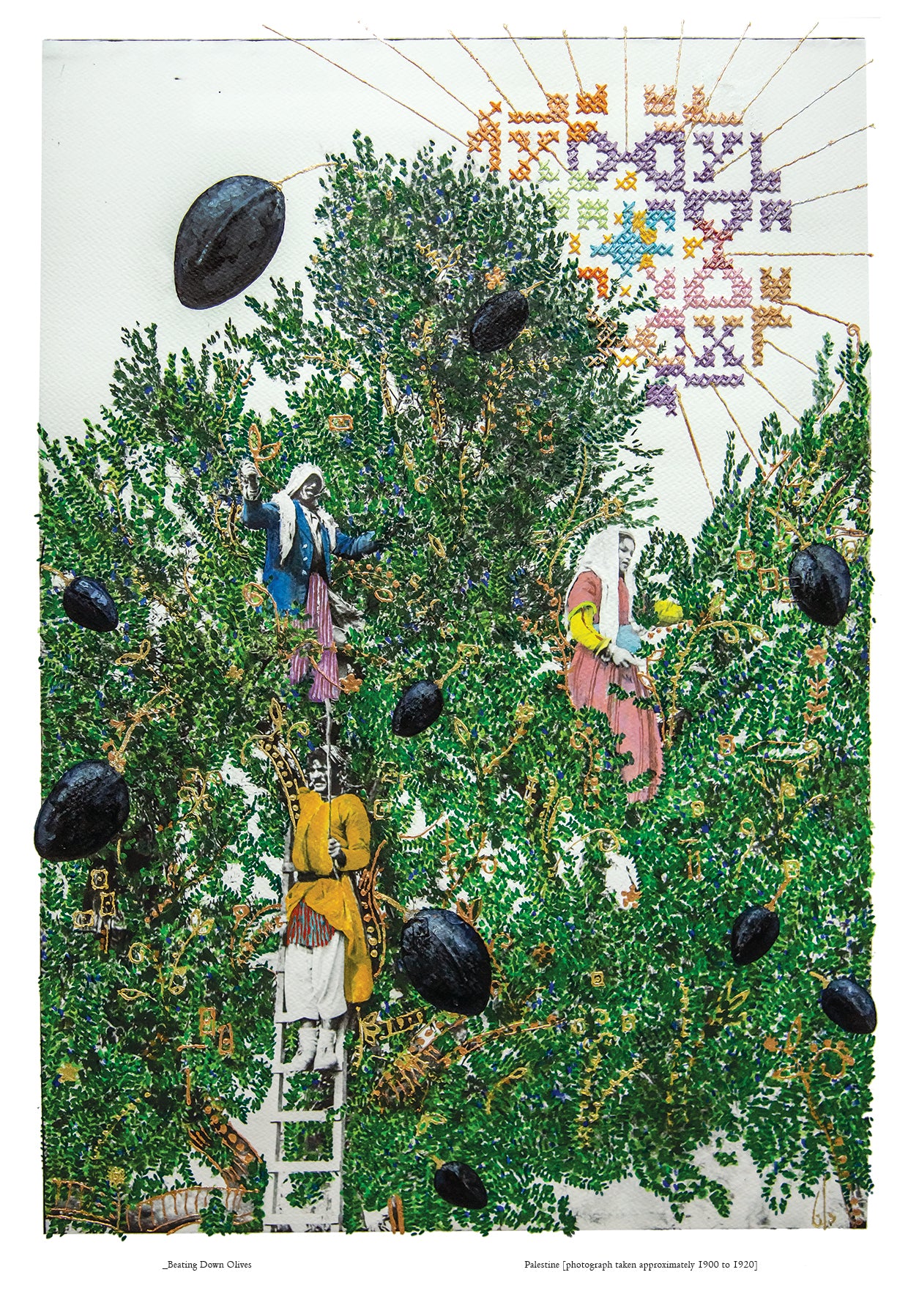 Beating Down Olives Gold Leaf