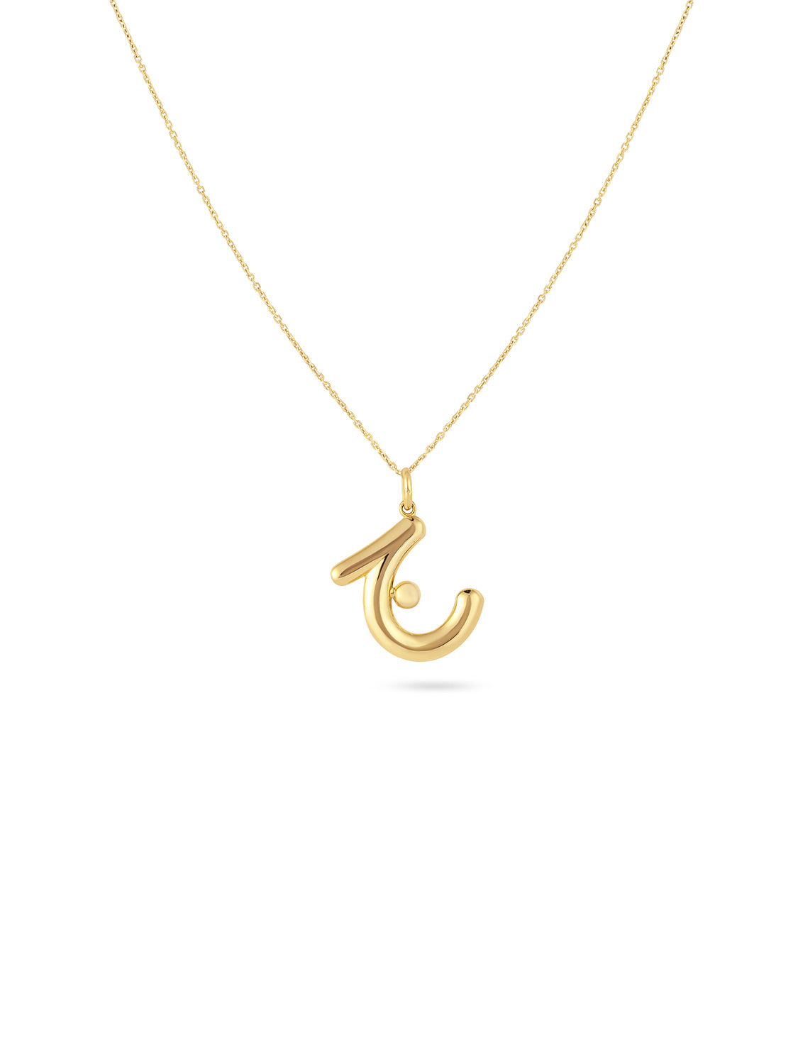 Ahrof Gold Bubble Letter Necklace Yellow Gold