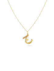 Ahrof Gold Bubble Letter Necklace Yellow Gold
