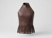 Double A X LJ Garrison Brown Leather Top