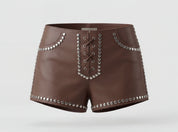 Double A x LJ Hedj Brown Leather Shorts