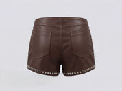 Double A x LJ Hedj Brown Leather Shorts