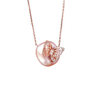 Butterfly on Pearl Necklace: