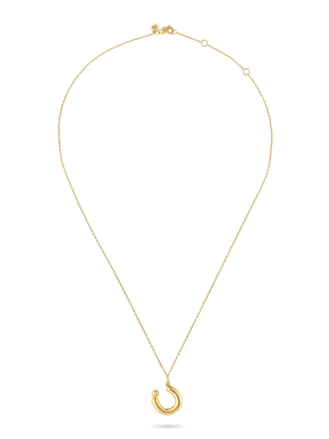 Ahrof Gold Bubble Letter Necklace Yellow Gold