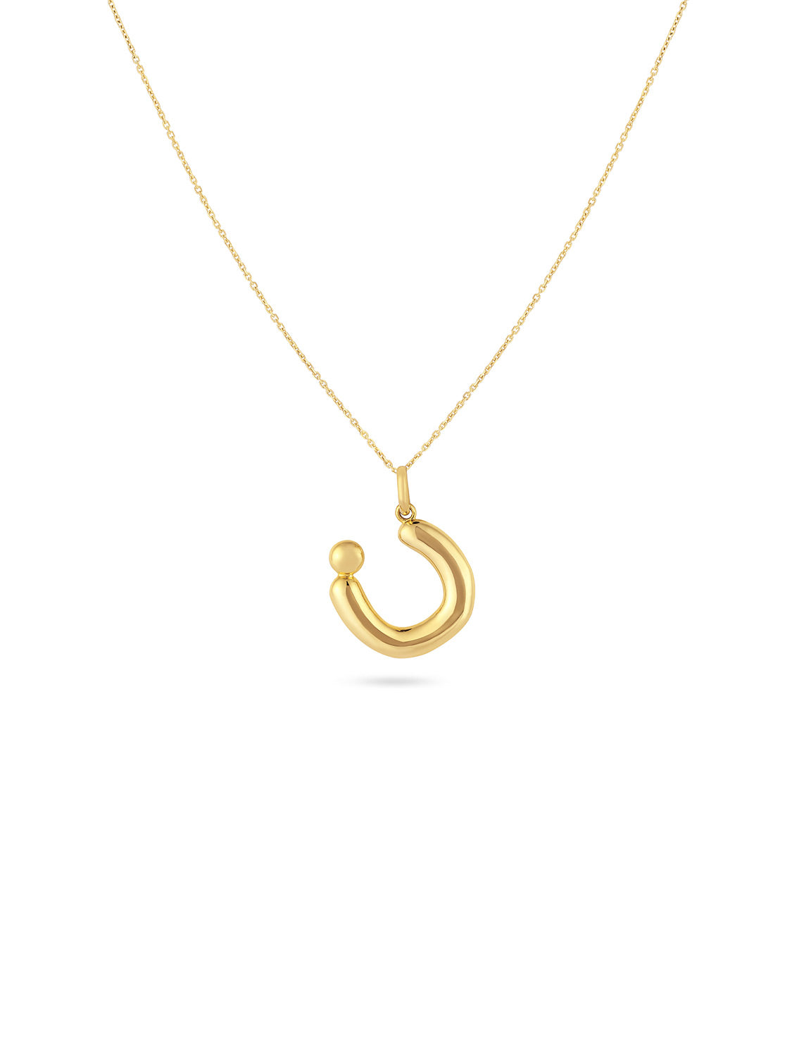Ahrof Gold Bubble Letter Necklace Yellow Gold