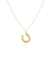 Ahrof Gold Bubble Letter Necklace Yellow Gold