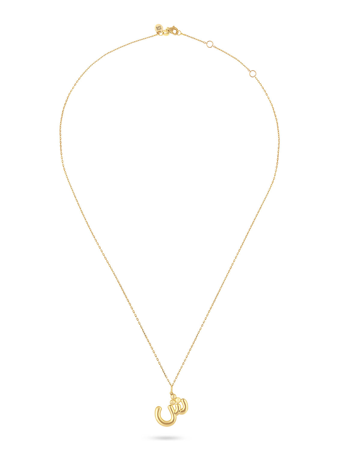 Ahrof Gold Bubble Letter Necklace Yellow Gold