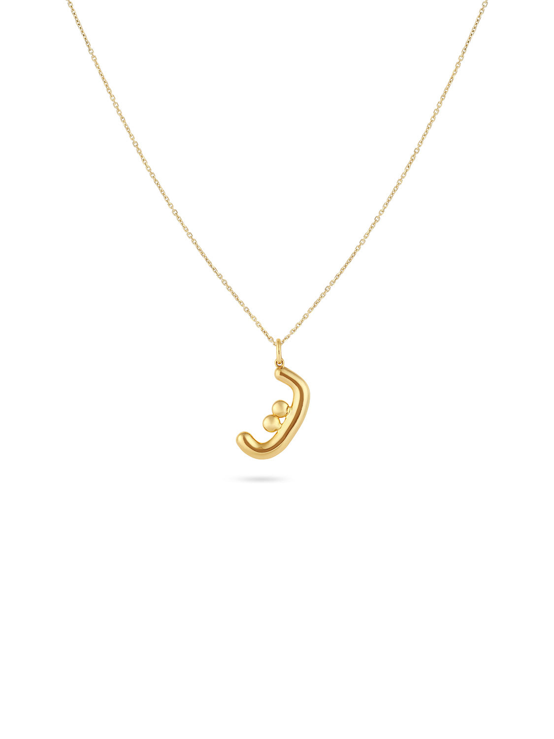 Ahrof Gold Bubble Letter Necklace Yellow Gold
