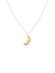 Ahrof Gold Bubble Letter Necklace Yellow Gold
