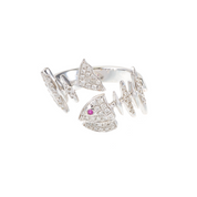 Wishbone knuckle ring with diamonds