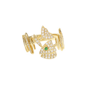 Wishbone knuckle ring with diamonds