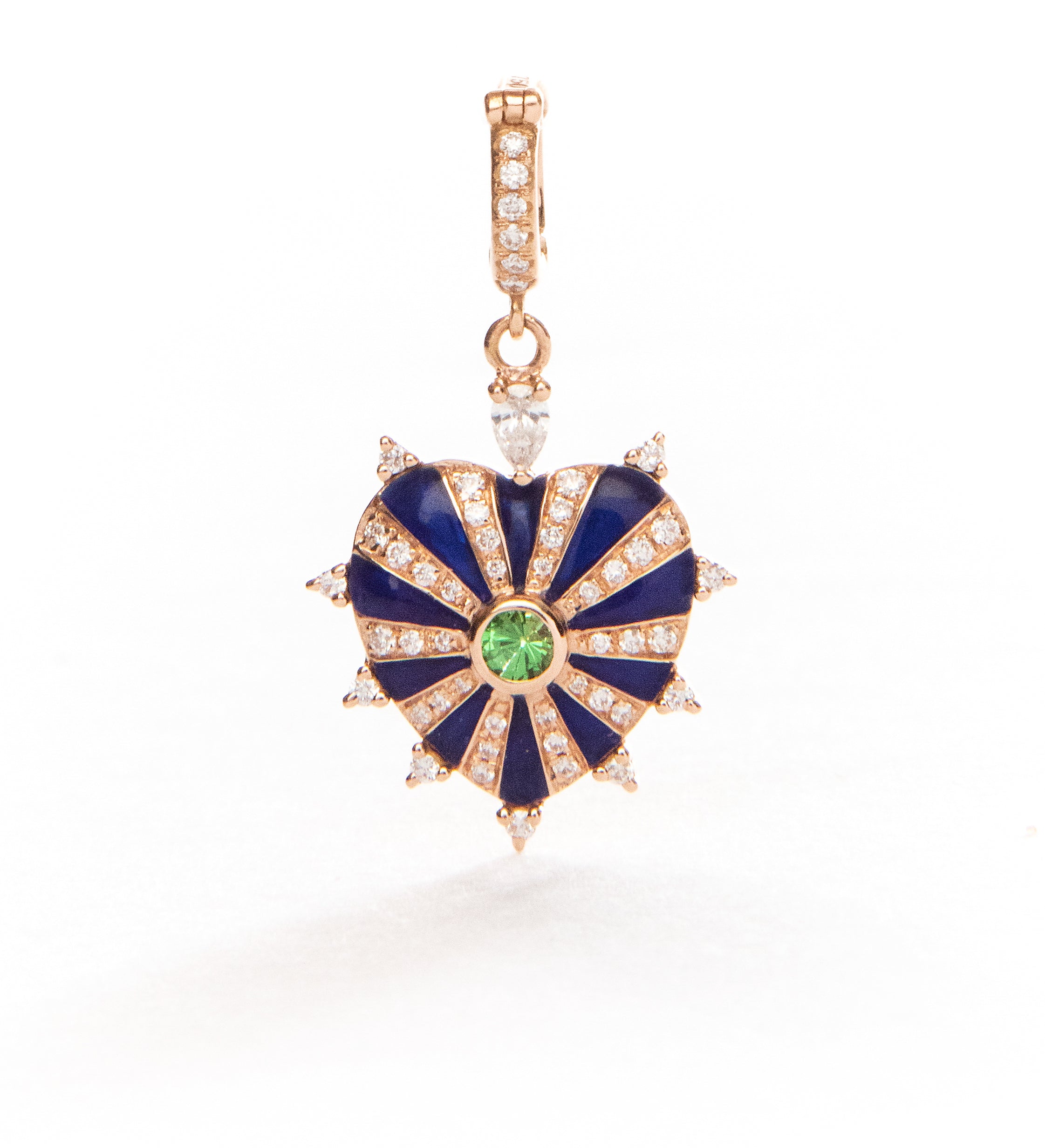 Medium Mila Heart with Lapis Enamel and Tsavorite Pendant