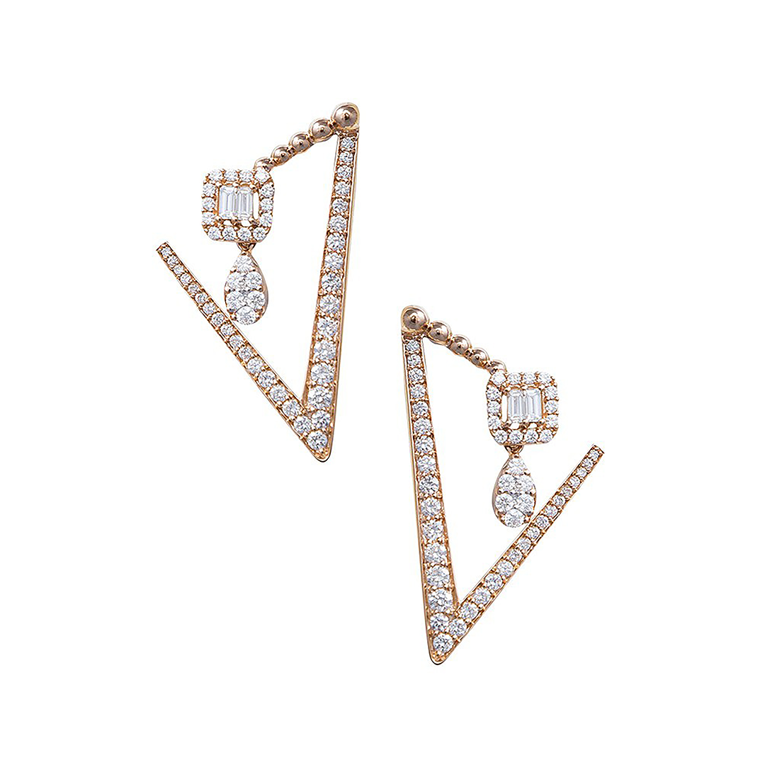 Asymmetric Triangle Diamond Earrings