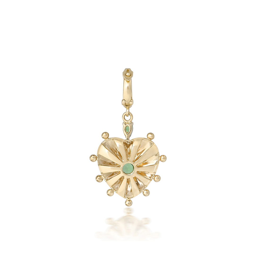 Turquoise Mila Heart With Tsavorite and Gold Beads