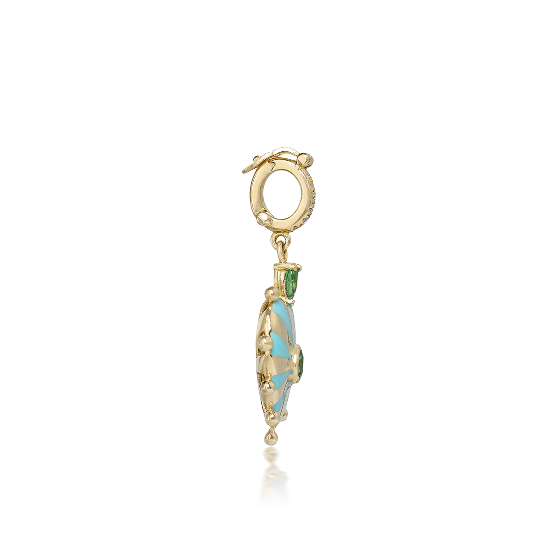 Turquoise Mila Heart With Tsavorite and Gold Beads