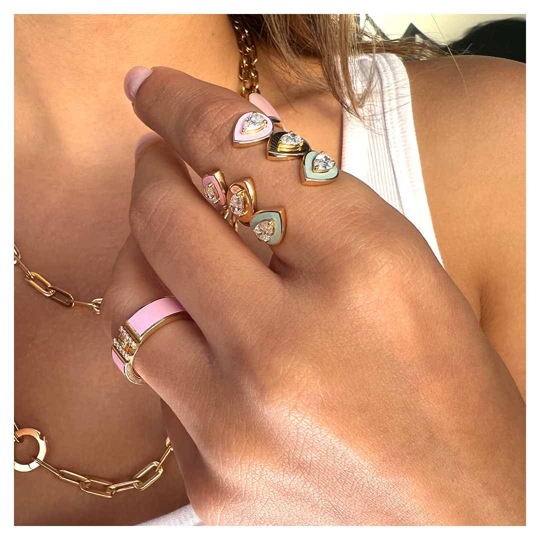 Lemonade Double Piorra Ring in White Gold