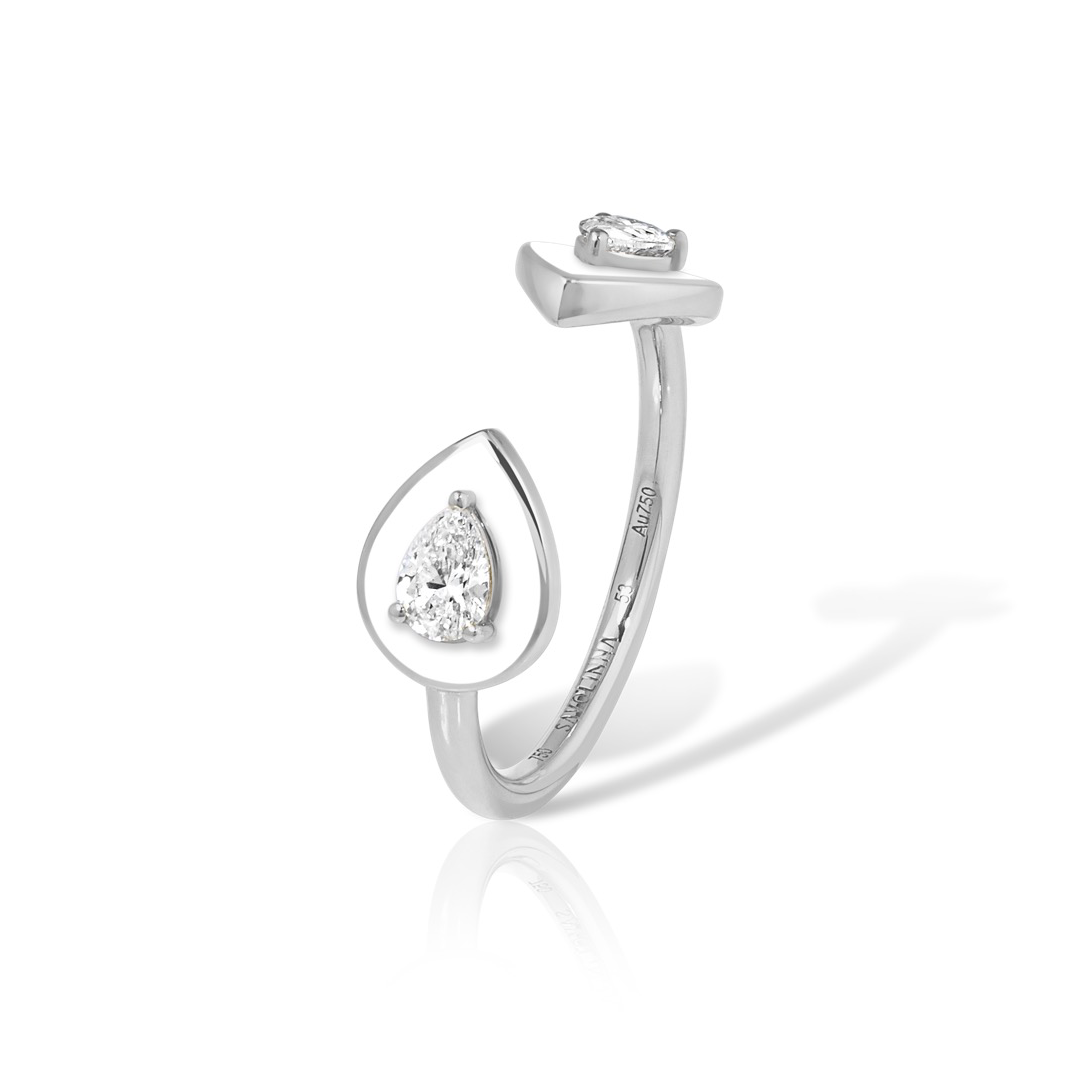 Lemonade Double Piorra Ring in White Gold