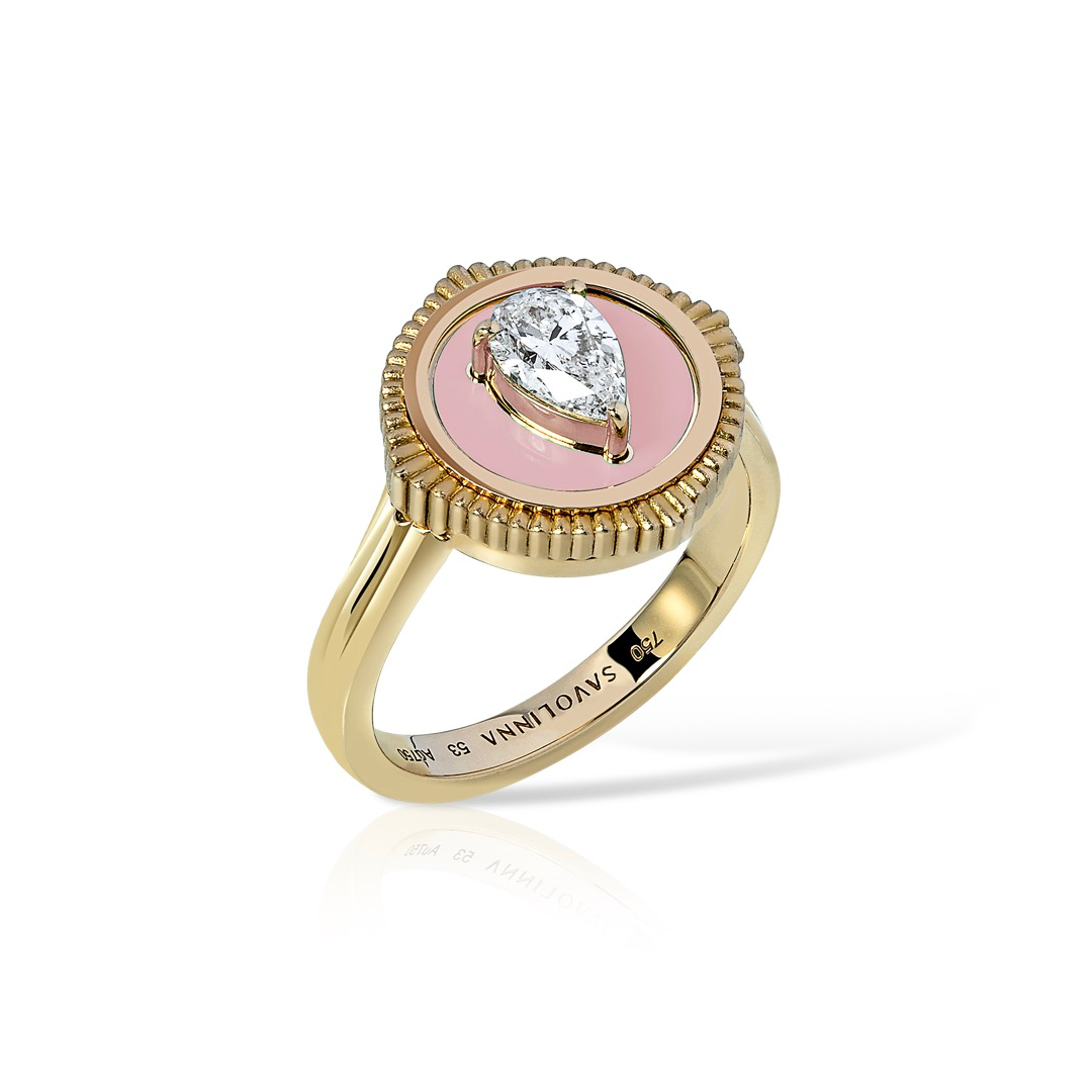 Locket Ring with a Diamond Solitaire in Yellow Gold