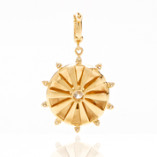 Large Green Mila Sun with Diamonds Pendant