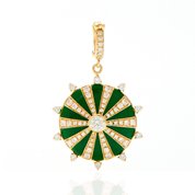 Large Green Mila Sun with Diamonds Pendant