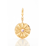 Large Mila Sun with White Enamel and Pink Sapphire Pendant