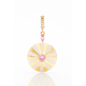 Large Mila Sun with White Enamel and Pink Sapphire Pendant